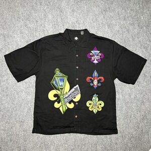 VTG Tabasco Button Up Shirt Black 2XL Bourbon St Martini Cocktail Hot Sauce 90s